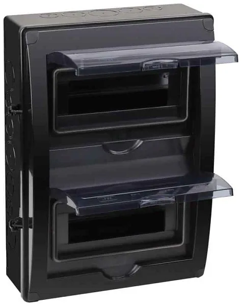 Щиток отркрытая проводка на 20 модулей с 2 вертик.дверцами 390х302х120мм черный IP65 УХЛ1 Ruvinil 69020Ч 