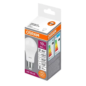 Лампа ЛЕД  E27 10Вт 4К LVCLA75 10SW/840 230V E27 RU OSRAM