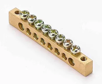 Шина нулевая 8 групп/крепеж по краям 6х9мм DEKraft 32002DEK