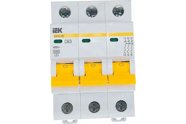 Автомат  3п 63А (C) (ВА 47- 29) ИЭК 