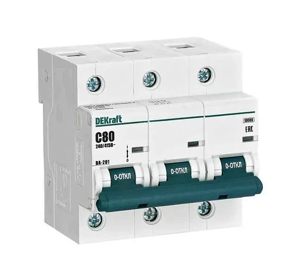 Выключатель автоматический модульный 3п C 80А 10кА ВА-201 DEKraft 13008DEK 