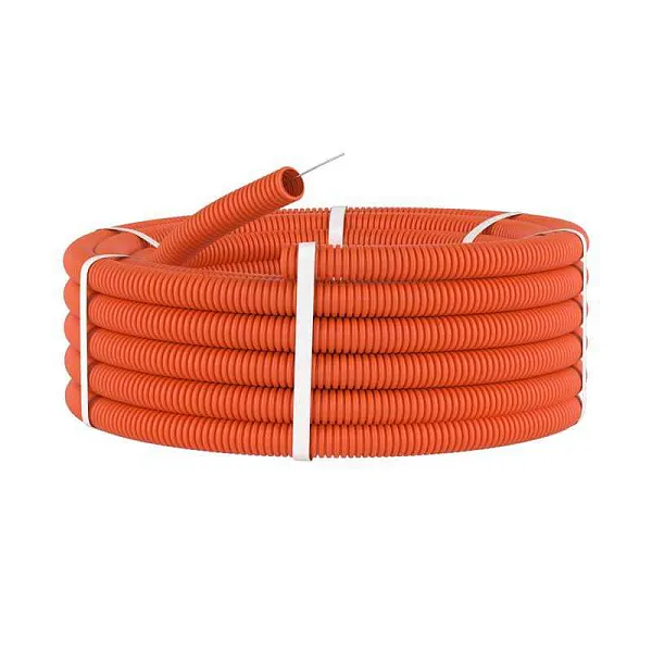 Труба гофрированная ПНД гибкая легкая d40мм с протяжкой оранж. (уп.20м) DKC 71940 