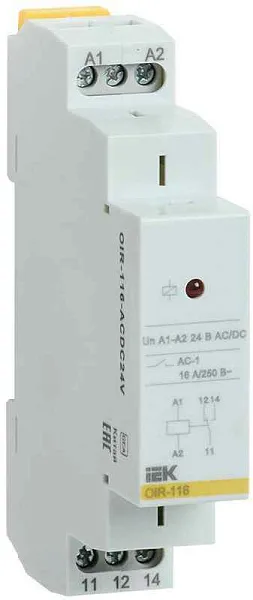 Реле промежуточное OIR 1 конт. (16А) 24В AC/DC IEK OIR-116-ACDC24V 