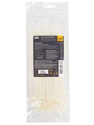 Хомут кабельный 3.6х200 нейл. бел. (уп.100шт) IEK UHH31-D036-200-100 
