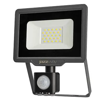Прожектор светодиодный PFL-C3 SENSOR 20Вт 6500К IP65 ДО закален. прозр. стекло датчик движения инфракрасный Pro JazzWay 5026926A