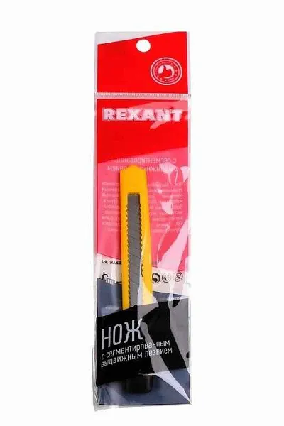 Нож с сегмент. лезвием 9мм пласт. корпус с клипсой REXANT 12-4905 