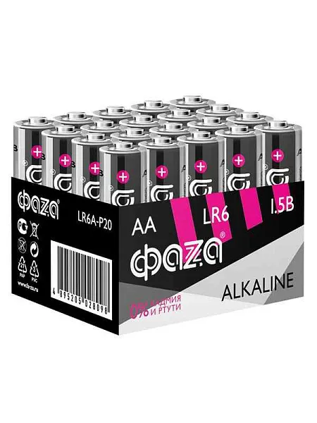 Элемент питания алкалиновый AA/LR6 1.5В Alkaline Pack-20 (уп.20шт) ФАZА 5028098 