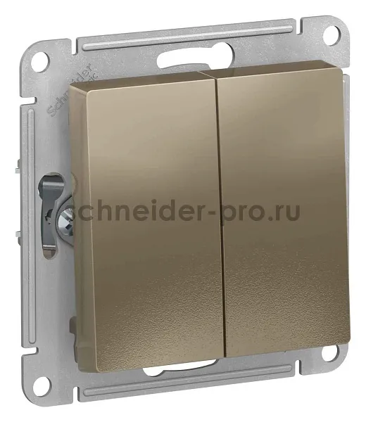 ШЭ Атлас Перекл. 2кл. с/у,  10А, (б/рамки, шампань) ATN000565 (10шт/уп)