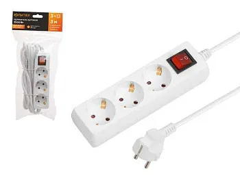 Удлинитель  3м  3 роз. с заземл., з/шт., с выкл., Navigator 71455