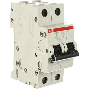 2CDS252001R0064 Автоматический выключатель двухполюсный 6А С S202 6кА ABB
