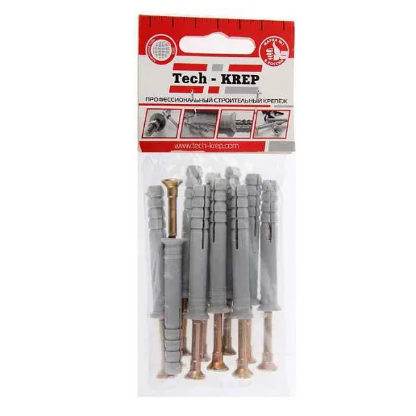 Дюбель-гвоздь 8х60 с потайной манжетой полипропилен (уп.10шт) пакет Tech-Krep 103904 
