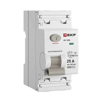 Выключатель дифференциального тока 2п 25А 100мА тип AC 6кА ВД-100N электромех. PROxima EKF E1026M25100