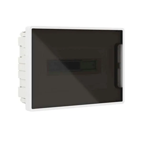 Щиток встраиваемый FRAME 12мод с тонированной дверцей с 2 шинами PEN на 6 и 8 отверст. бел. DKC F12B1WD 