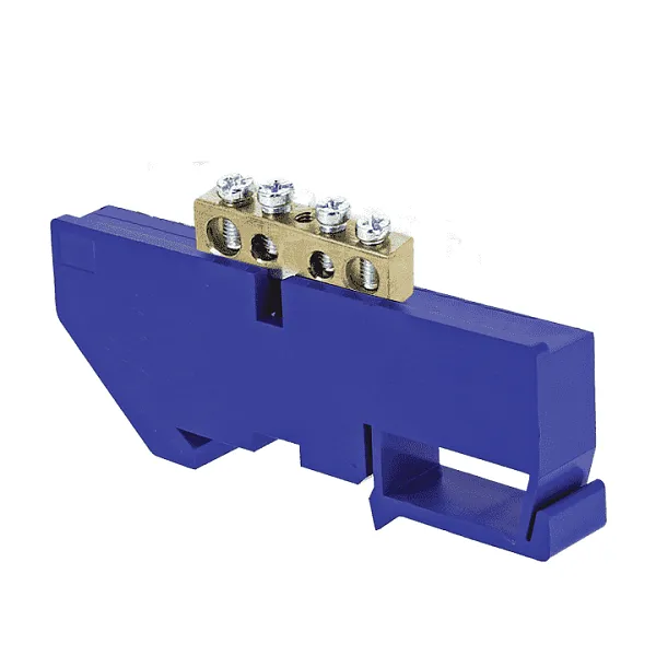 Шина нулевая N 6х9 4 отвер. латунь син. изолятор на DIN-рейку PROxima EKF sn0-63-04-d 