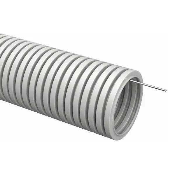 Труба гофрированная ПВХ d25мм с протяжкой сер. (уп.50м) TOKOV ELECTRIC TKE-TG/P-25-C06/50 