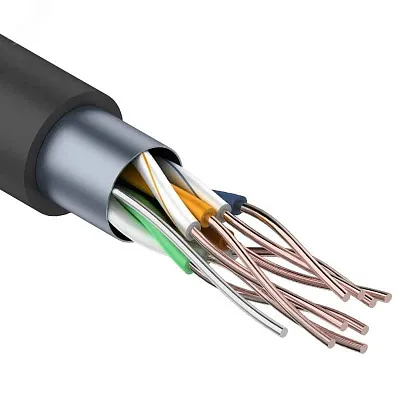 Кабель витая пара F/UTP, CAT 5e, PE, 4PR, 24AWG, OUTDOOR, SOLID, черный, с тросом, 305м PROconnect