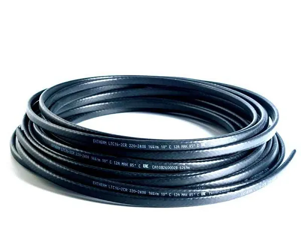 Кабель нагревательный саморег. 16Вт/м строительного применения (трубы) термопласт Extherm LXTC16-2CR 