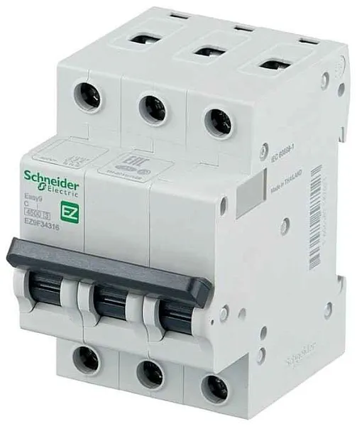 EZ9F34306 АВТ. ВЫКЛ. EASY 9 3П 6А С 4,5кА 400В 