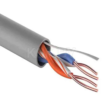 Кабель Витая пара 2x2x0.51 внутр. (2x2x24AWG) U/UTP 5e, solid, PVC, 305м, серый, ИЭК