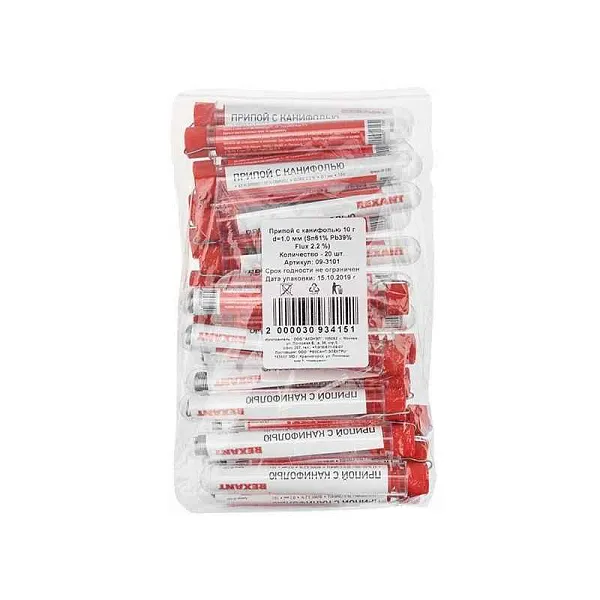 Припой с канифолью 10гр. d1.0мм Rexant 09-3101 