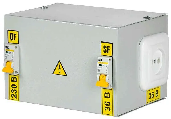 Ящик с понижающим трансформатором ЯТП 0.25 230/36В (2 авт. выкл.) 36 УХЛ4 IP30 IEK MTT12-036-0250 