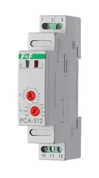 Реле времени PCA-512 8А 230В 1 перекл. IP20 задержка выключ. монтаж на DIN-рейке F&F EA02.001.001 