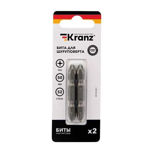 Бита для шуруповерта PH2-PH2х50мм (уп.2шт) Kranz KR-92-0451 