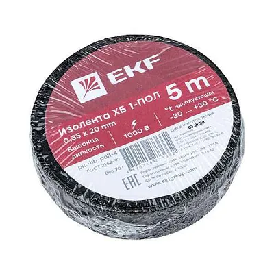 Изолента ХБ 1-ПОЛ 20мм (рул.5м) (70г) PROxima EKF plc-hb-pol1-4 