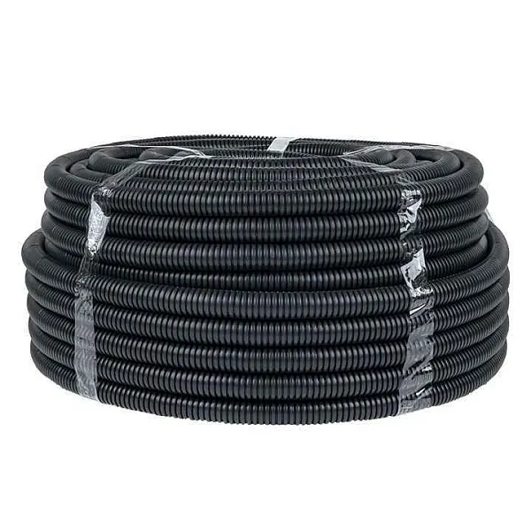 Труба гофрированная d25мм с протяжкой безгалоген. трудногорючая (FRHF) черн. (уп.75м) Plast EKF FRHF-25 