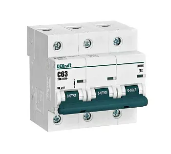 Выключатель автоматический модульный 3п C 63А 10кА ВА-201 DEKraft 13007DEK 