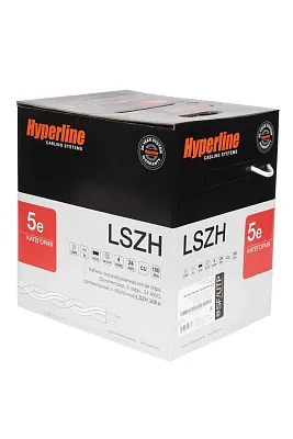Кабель SFUTP4-C5E-S24-IN-LSZH-GY-305 витая пара SF/UTP кат. 5e; 4 пары (24 AWG) ож (solid) экран - фольга + медная оплетка LSZH (-20град.C - +75град.C) сер. (уп.305м) Hyperline 246264
