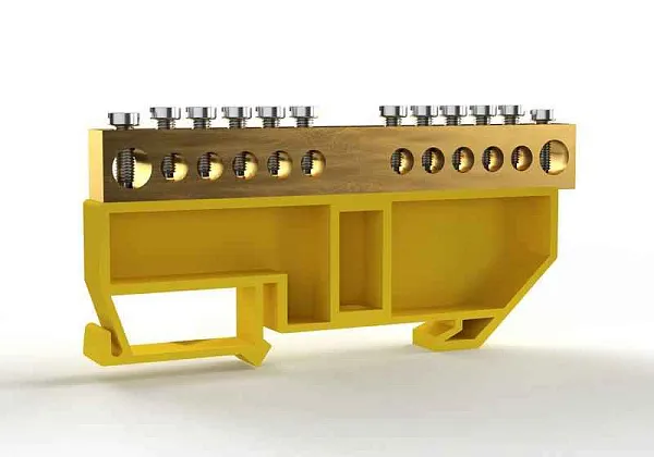 Шина PE "земля" на DIN-изоляторе 8х12мм 12 отвер. латунь TOKOV ELECTRIC TKE-BCB-812-12-DIN/PE 