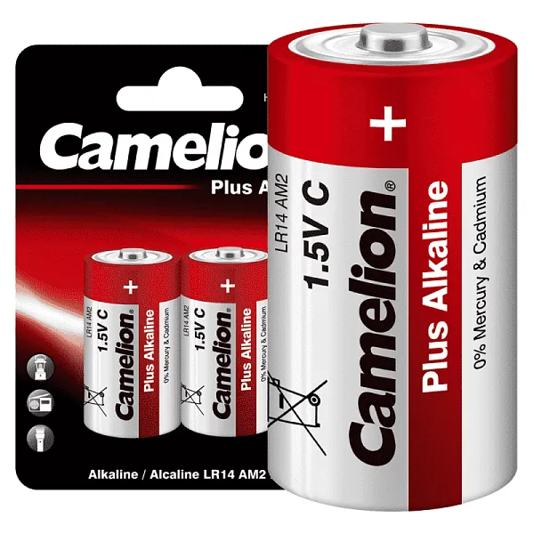 Элемент питания алкалиновый C/LR14 1.5В Plus Alkaline LR14-BP2 BL-2 (блист.2шт) Camelion 1653 