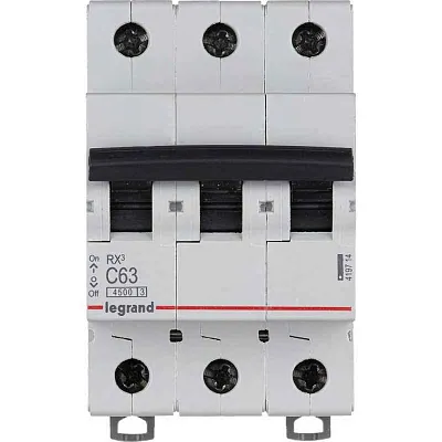 Выключатель автоматический модульный 3п C 63А 4.5кА RX3 ИЭК Leg 419714 