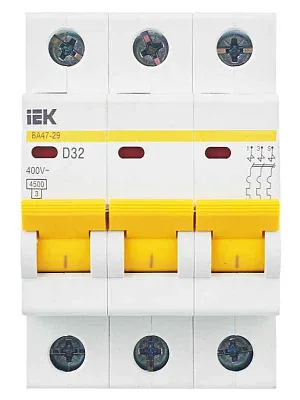 Выключатель автоматический модульный 3п D 32А 4.5кА ВА47-29 KARAT IEK MVA20-3-032-D 