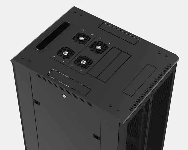 Шкаф напольный TTB-4268-AS 19дюйм 42U 2055х600х800мм передн. стеклян. дверь со стальными перфорир. боковинами; задн. дверь сплошная ручка с замком крыша нового типа RAL 9004 черн. Hyperline 392682 