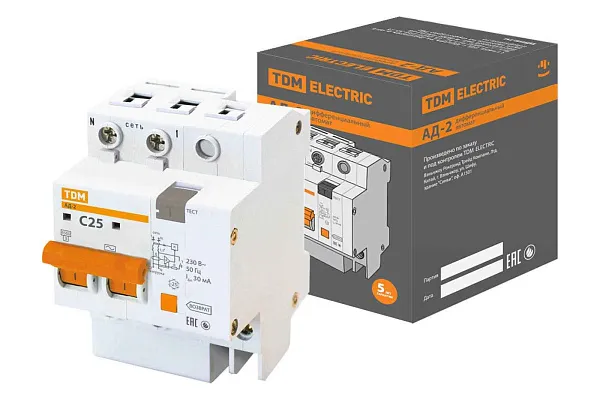 Авт.диф. 2п 25А 30мА  АД- 2 TDM 