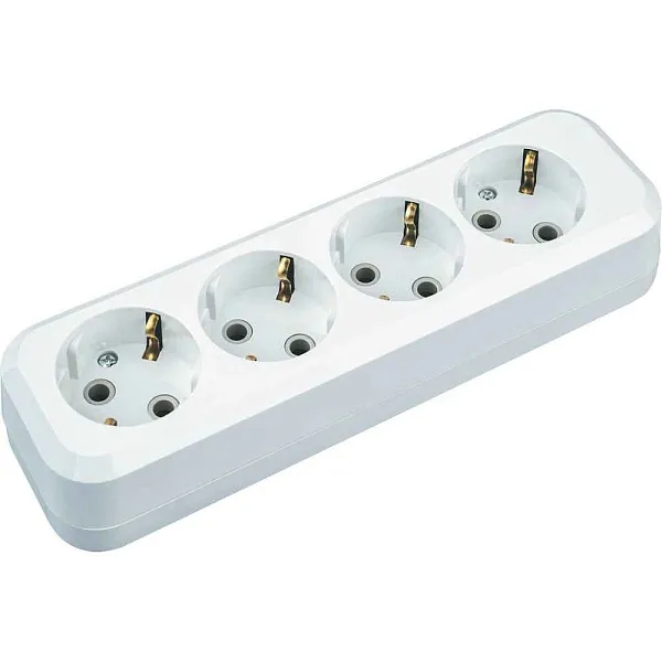 Колодка розеточная 4 гнезда с з/к АБС пластик, белая NCA-BL01-04-E-WH Navigator 61586