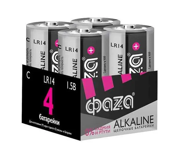 Элемент питания алкалиновый C/LR14 1.5В Alkaline Pack-4 (уп.4шт) ФАZА 5033160 