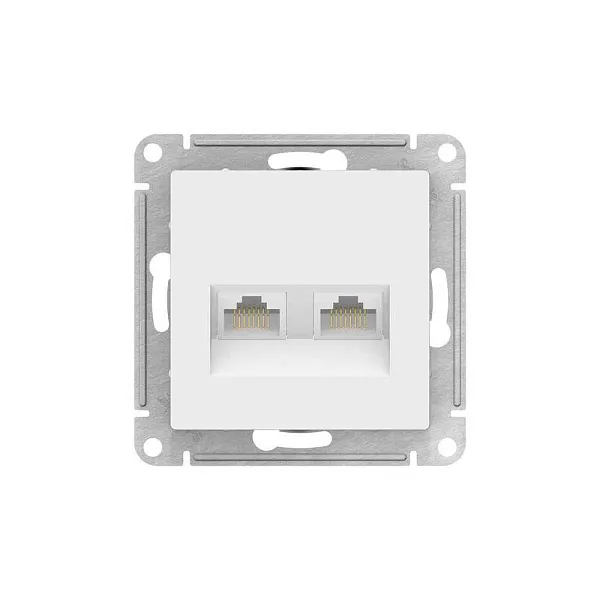 ШЭ Глосса Роз.двойная (телеф+комп) RJ11+RJ45, кат.5е (белый, б/рамки) GSL000185 (10шт/уп)