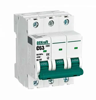 Выключатель автоматический модульный 3п C 63А ВА103 DEKraft 12311DEK 