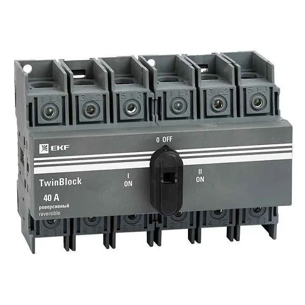 Рубильник 3п 40А реверсивный с рукояткой для прямой установки TwinBlock EKF tb-s-40-3p-rev 