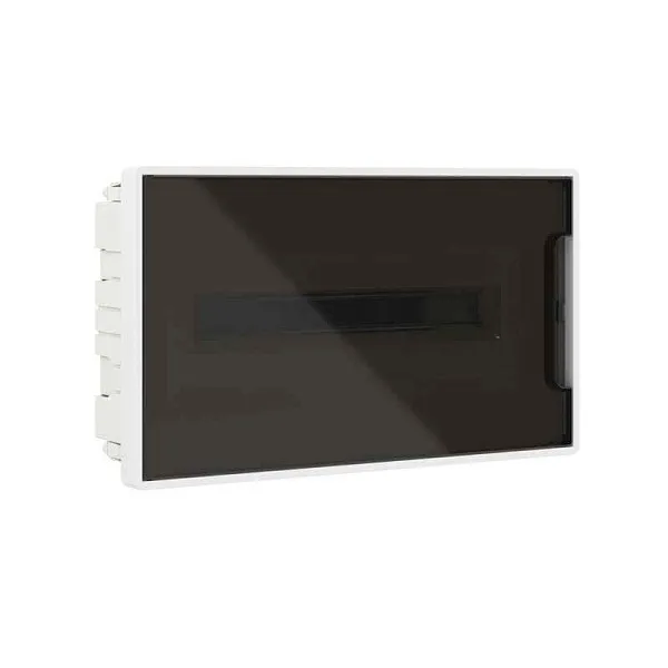 Щиток встраиваемый FRAME 18мод с тонированной дверцей с 2 шинами PEN на 8 и 10 отверст. бел. DKC F18B1WD 