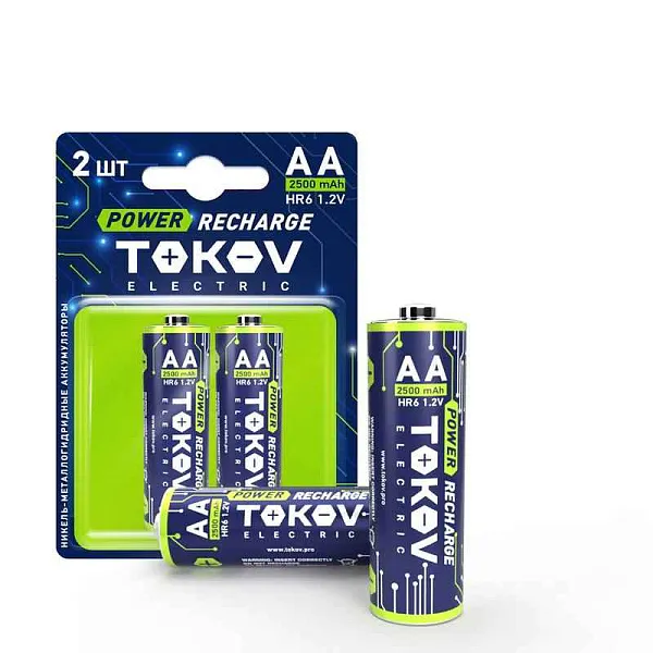 Аккумулятор AA/HR6 2500мА.ч (блист.2шт) TOKOV ELECTRIC TKE-NMA-HR6/B2 