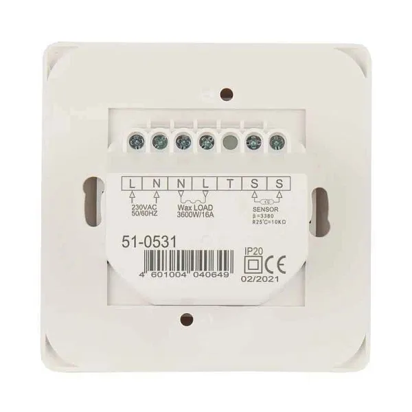 Термостат механический R70XT (OTN-1991; RTC 70.26; MST-1; MT-26; MTT-2; M5.713) 16А 3.6кВт для теплых полов датчик пола бел. Rexant 51-0531 