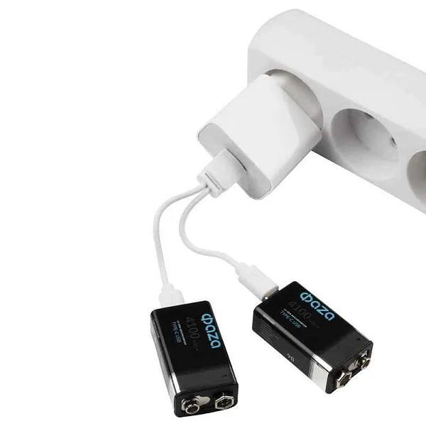 Аккумулятор литиевый "крона" 9В Li-Ion 4100мВт.ч 455мА.ч зарядка от Type-C шнур в комплекте BL-2 (уп.2шт) ФАZА 5061699 