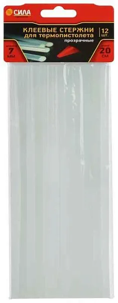 Стержень клеевой для термопистолета прозр. 7х200мм (уп.12шт) СИЛА Б0057686 