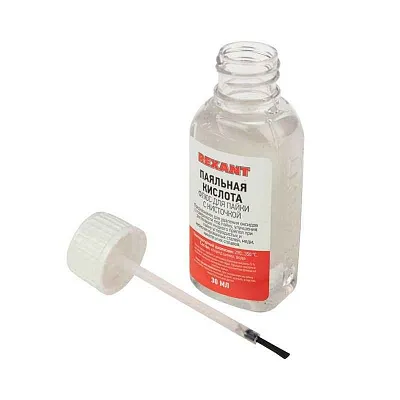 Флюс для пайки "паяльная кислота" 30мл (с кисточкой) REXANT 09-3613 