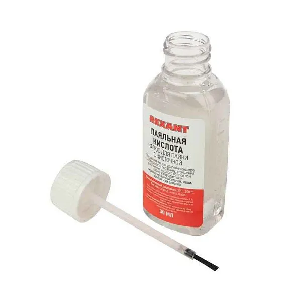 Флюс для пайки "паяльная кислота" 30мл (с кисточкой) REXANT 09-3613 