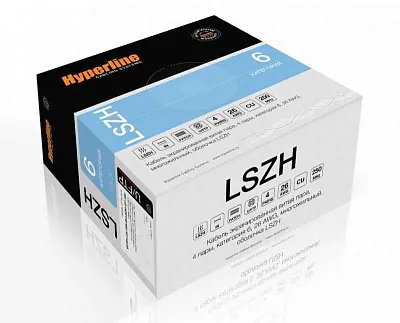 Кабель витая пара U/FTP кат.6 4х2х23AWG solid LSZH нг(A)-HF UFTP4-C6-S23-IN-LSZH-GY-500 (м) Hyperline 47958